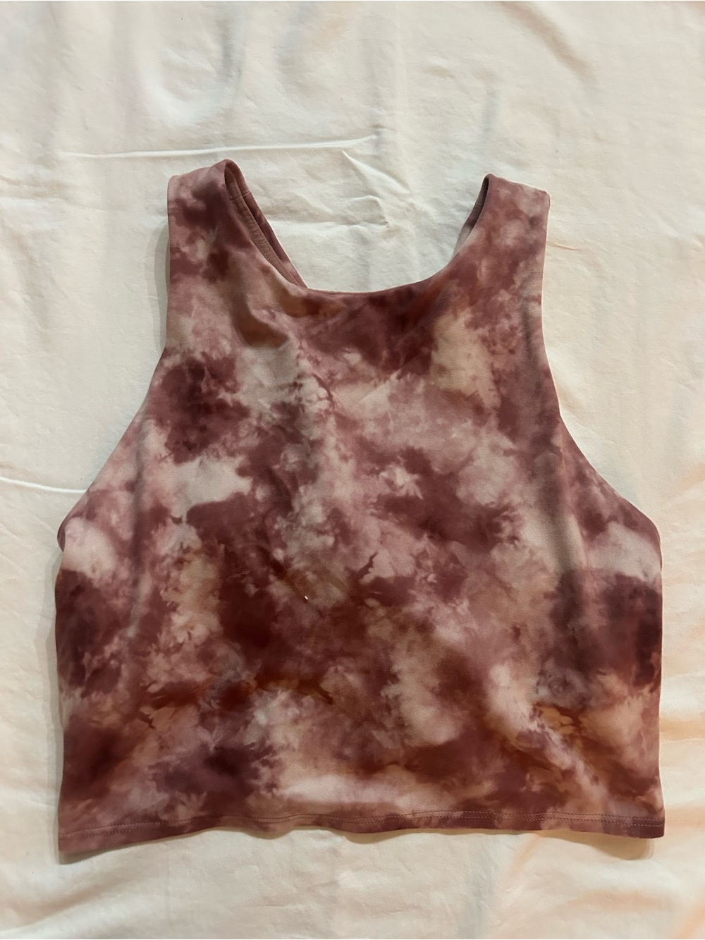 Athleta Maroon and Light Pink Tie-Dye Crop Tank